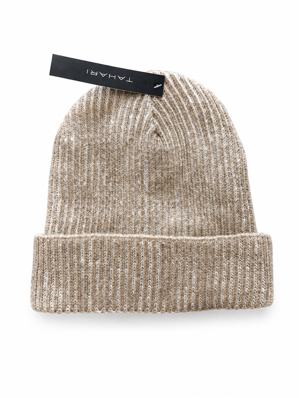 Tahari Marled Fleece-Lined Knit Beanie Hat Oatmeal One Size NWT